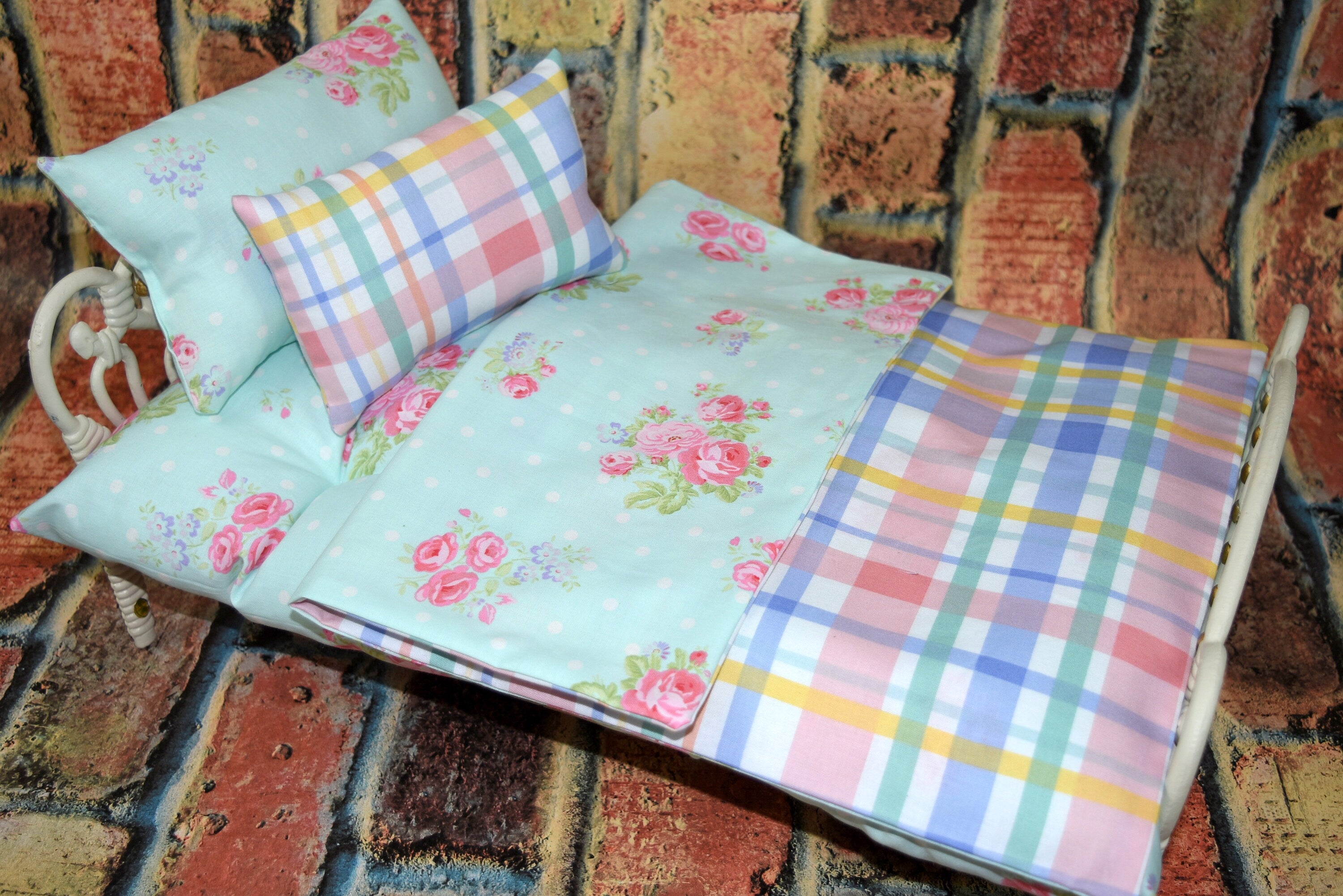 Teal Doll Bedding Set for 18 in Dolls - Mattress Blanket and Pillow - Perfect for Baby Dolls and Pet Dogs