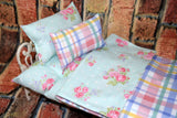 Teal Doll Bedding Set for 18 in Dolls - Mattress Blanket and Pillow - Perfect for Baby Dolls and Pet Dogs