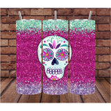 Sugar Skull Tumbler | Wine Tumbler | Custom Tumbler | Gift for Her | Drink Tumbler | Glitter Print Tumbler | 20oz Drink Cup | Sugar Skull