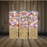 Personalized Tumbler | Wine Tumbler | Custom Tumbler | Gifts for Her | Drink Tumbler | Mermaid Scales Glitter Print Tumbler | 20oz Drink Cup