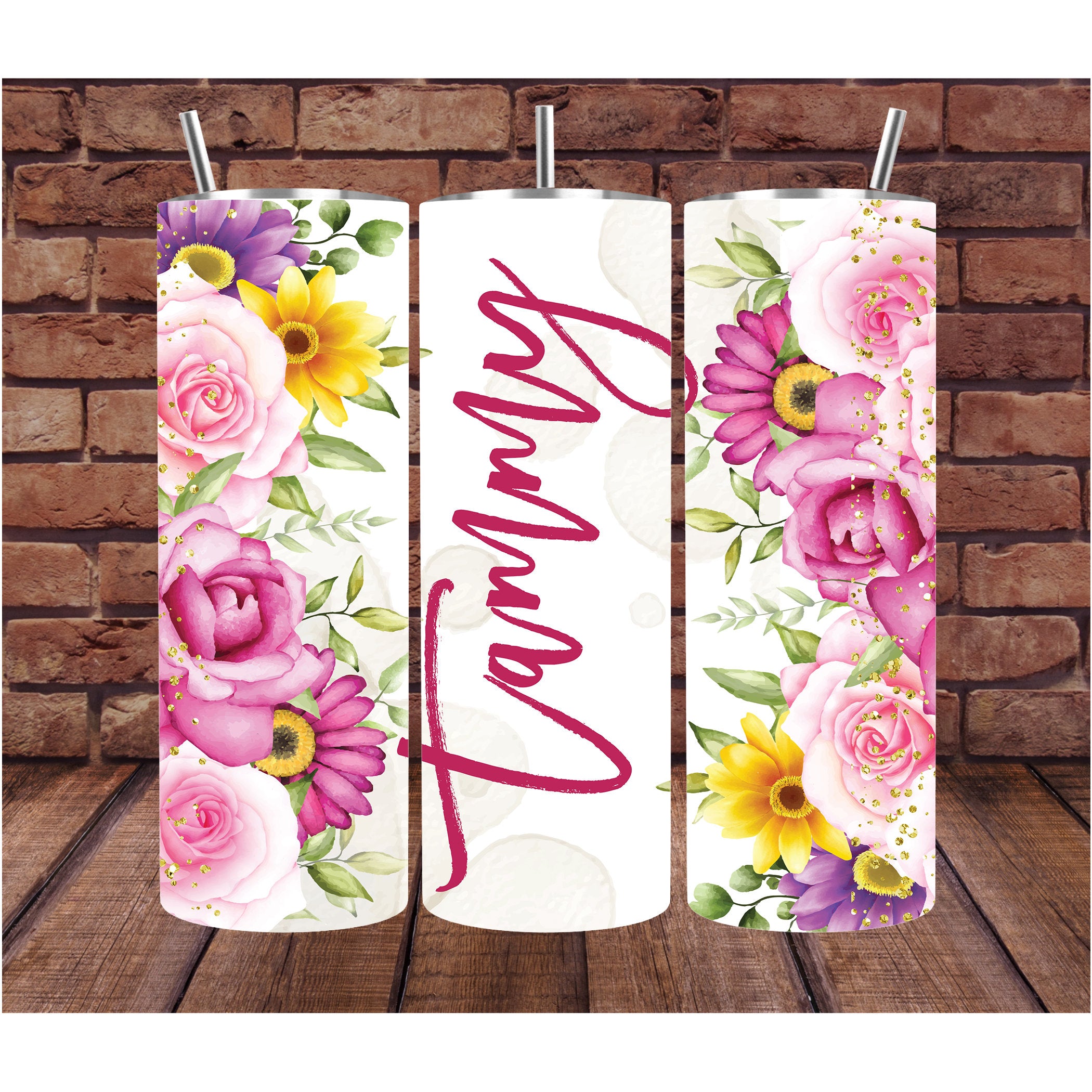 Personalized Cup | Wine Tumbler | Custom Tumbler | Gifts for Her | Drink Tumbler | Pink Floral Tumbler | 20oz Drink Tumbler | Drink Cup