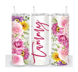 Personalized Cup | Wine Tumbler | Custom Tumbler | Gifts for Her | Drink Tumbler | Pink Floral Tumbler | 20oz Drink Tumbler | Drink Cup