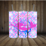 Personalized Drink Cup | Wine Tumbler | Custom Tumbler | Gifts for Her | Drink Tumbler | Mermaid Scales Tumbler | 20oz Drink Tumbler | Pink