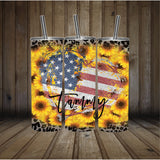 Personalized Cup | Wine Tumbler | Custom Tumbler | Gifts for Her | Drink Tumbler | Sunflower Tumbler | 20oz Drink Tumbler | Flag Drink Cup