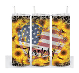 Personalized Cup | Wine Tumbler | Custom Tumbler | Gifts for Her | Drink Tumbler | Sunflower Tumbler | 20oz Drink Tumbler | Flag Drink Cup