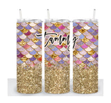 Personalized Tumbler | Wine Tumbler | Custom Tumbler | Gifts for Her | Drink Tumbler | Mermaid Scales Glitter Print Tumbler | 20oz Drink Cup
