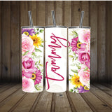 Personalized Cup | Wine Tumbler | Custom Tumbler | Gifts for Her | Drink Tumbler | Pink Floral Tumbler | 20oz Drink Tumbler | Drink Cup