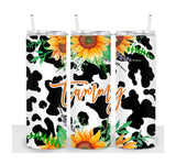 Personalized Cow Tumbler with Sunflower Design - Mom Gift for Her