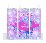 Personalized Drink Cup | Wine Tumbler | Custom Tumbler | Gifts for Her | Drink Tumbler | Mermaid Scales Tumbler | 20oz Drink Tumbler | Pink