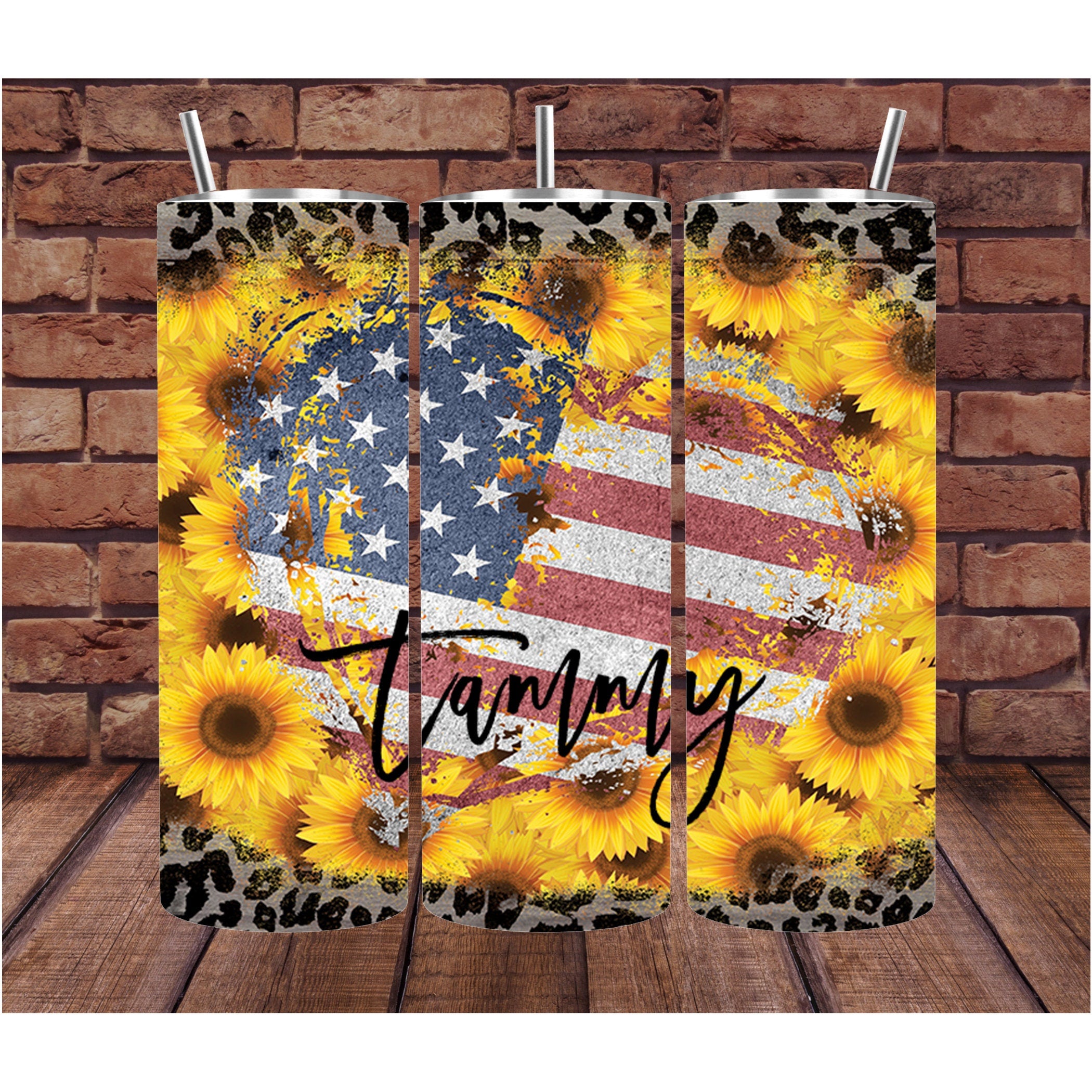 Personalized Cup | Wine Tumbler | Custom Tumbler | Gifts for Her | Drink Tumbler | Sunflower Tumbler | 20oz Drink Tumbler | Flag Drink Cup