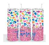 Personalized Gift | Wine Tumbler | Pink Glitter Leopard Tumbler | Gifts for Her | Drink Tumbler | Gift for Mom | Mother's Day Gift | Unique
