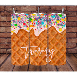 Waffle Cone Ice Cream Tumbler | Personalized Gift | Wine Tumbler | Gifts for Her | Drink Tumbler | Gift for Mom | Mother's Day Gift | Unique