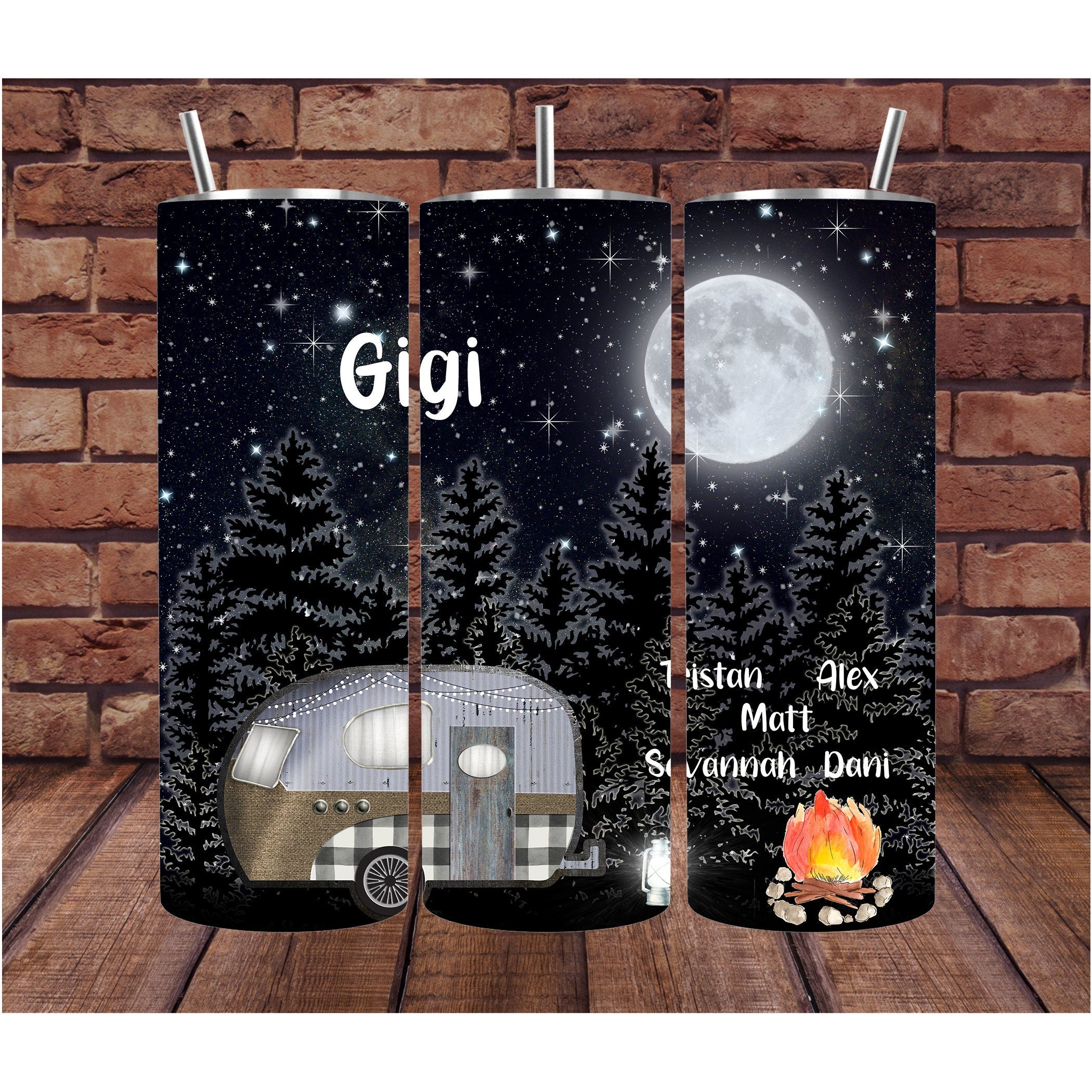 Personalized Camper Tumbler with Names  Custom Gift for Grandma  20oz Drink Cup
