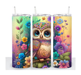 Watercolor Owl Tumbler - Custom 20oz Drink Cup for Her - Birthday Gift