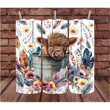 Highland Cow Tumbler | Watercolor Cup | Custom Tumbler | Gift for Her | Drink Tumbler | 20oz Drink Cup | Birthday Gift | BOHO Cow Tumbler