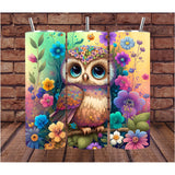 Watercolor Owl Tumbler - Custom 20oz Drink Cup for Her - Birthday Gift