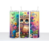 Watercolor Owl Tumbler - Custom 20oz Drink Cup for Her - Birthday Gift