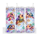 Turtle Tumbler | Watercolor Cup | Custom Tumbler | Gift for Her | Drink Tumbler | 20oz Drink Cup | Birthday Gift | Watercolor Turtle Gift |