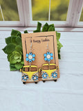Wood Handmade Hippie Van Dangle Earrings | Cute Van Engraved Hanging Earrings | Beautiful Jewelry Gift | Lightweight Wood Earrings