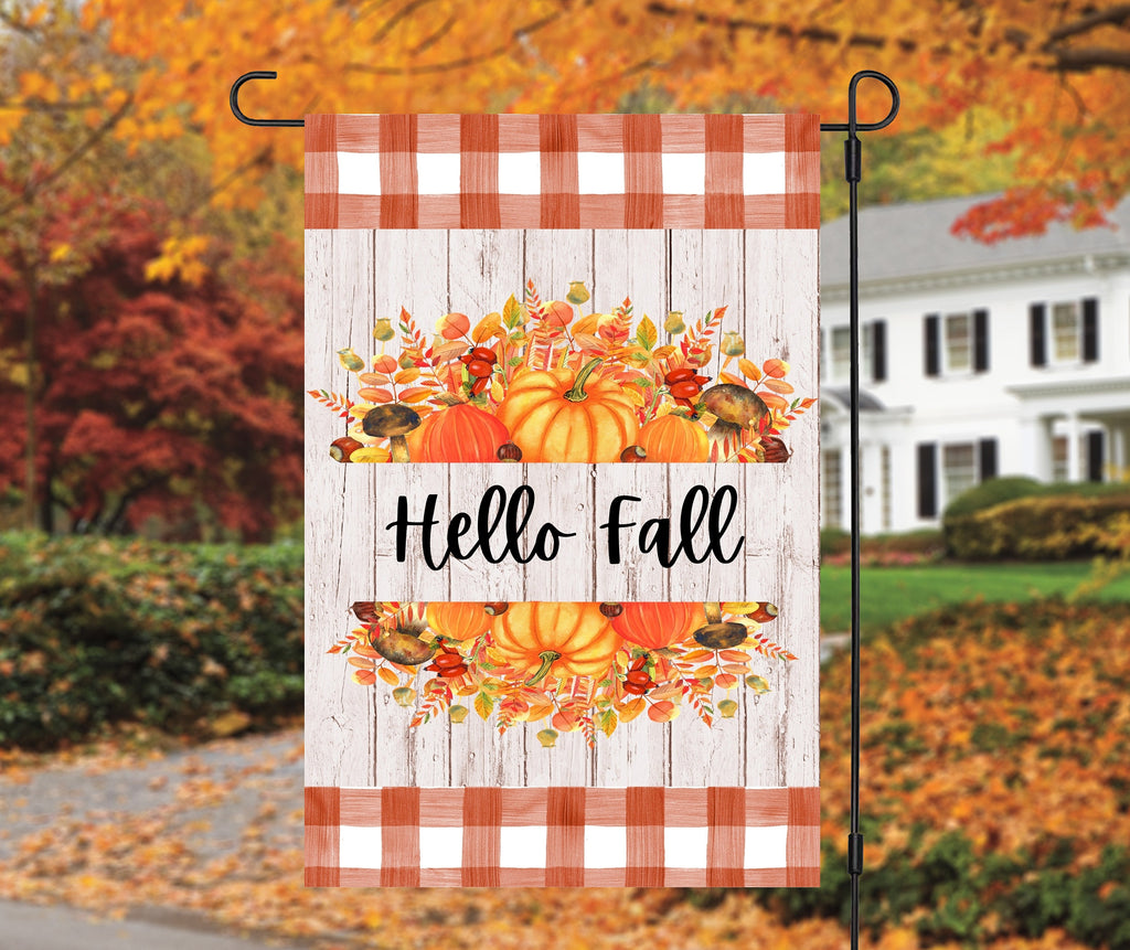 Floral Fall Garden Flag  12 x 18  Welcome Hello Fall  Autumn Decor