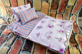 18 20 inch Doll Bedding - Purple Unicorn Print for Girls Baby Doll or Pet Dog Bed