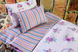 18 20 inch Doll Bedding - Purple Unicorn Print for Girls Baby Doll or Pet Dog Bed