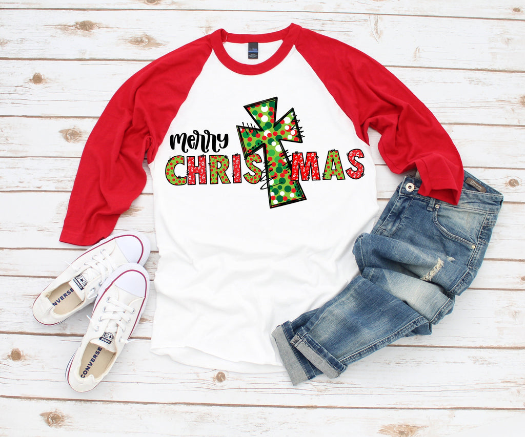 Merry Christmas Cross Shirt for Women - Plus Size Holiday Top