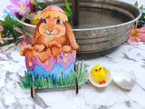 Easter Bunny Tiered Tray Decor  Easter Sign  Eggs  Spring Decor  Bunny Figurine