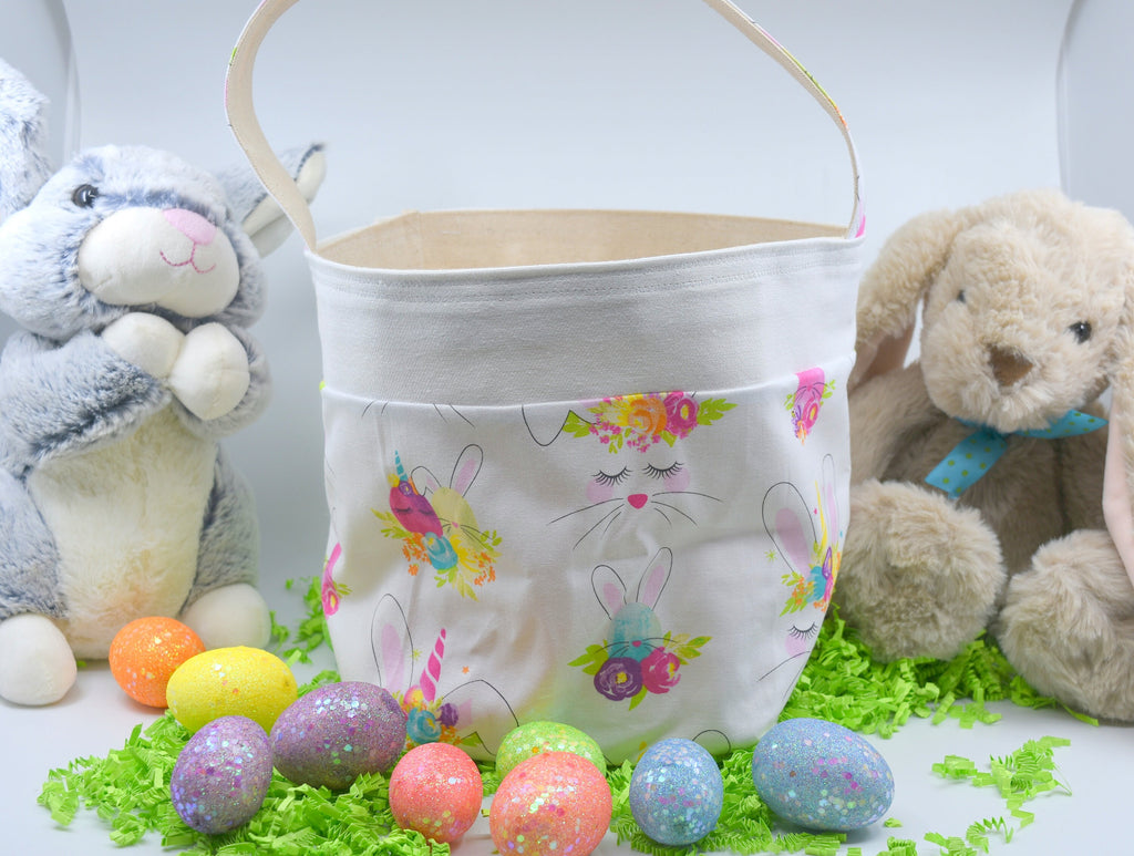 Easter Basket | Easter Bucket | Egg Basket | Kids Tote | Easter Bunny Bag | Bunny Tote | Unicorn Bunny Basket | Easter Bunny | Egg Hunt Tote