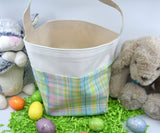 Custom Easter Bucket | Easter Bucket | Egg Basket | Kids Tote | Easter Bunny Bag | Bunny Tote | Plaid Basket | Easter Bunny | Fabric Tote