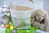 Custom Easter Bucket | Easter Bucket | Egg Basket | Kids Tote | Easter Bunny Bag | Bunny Tote | Plaid Basket | Easter Bunny | Fabric Tote