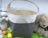 Easter Basket | Easter Bucket | Egg Basket | Kids Tote | Easter Bunny Bag | Bunny Tote | Houndstooth Basket | Egg Hunt Bag | Handmade Bucket