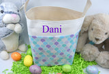 Personalized Easter Basket | Easter Bucket | Egg Basket | Kids Tote | Easter Bunny Bag | Bunny Tote | Mermaid Scales Basket | Easter Bunny