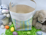 Custom Easter Bucket | Easter Bucket | Egg Basket | Kids Tote | Easter Bunny Bag | Bunny Tote | Plaid Basket | Easter Bunny | Fabric Tote