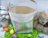 Custom Easter Bucket | Easter Bucket | Egg Basket | Kids Tote | Easter Bunny Bag | Bunny Tote | Plaid Basket | Easter Bunny | Fabric Tote