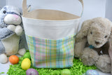 Custom Easter Bucket | Easter Bucket | Egg Basket | Kids Tote | Easter Bunny Bag | Bunny Tote | Plaid Basket | Easter Bunny | Fabric Tote