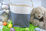 Personalized Easter Basket | Easter Bucket | Egg Basket | Kids Tote | Easter Bunny Bag | Bunny Tote | Blue Gingham Basket | Easter Bunny