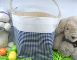 Personalized Easter Basket | Easter Bucket | Egg Basket | Kids Tote | Easter Bunny Bag | Bunny Tote | Blue Gingham Basket | Easter Bunny