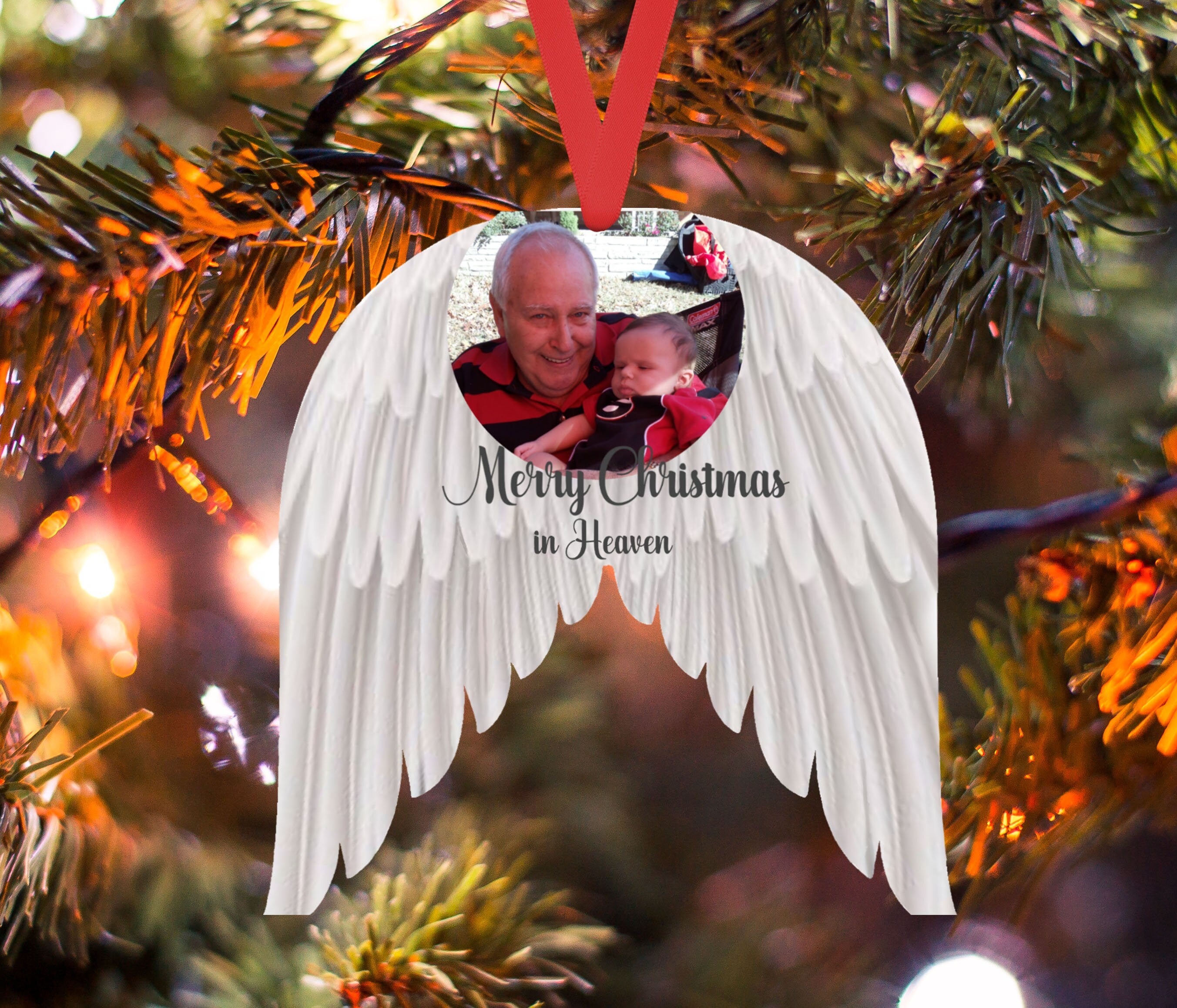 Personalized Christmas Ornament | Personalized Ornament | Memory Ornament | Photo Ornament | Christmas Ornament | Memorial Angel Wings