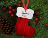 Personalized Christmas Ornament | Personalized Ornament | Gift Tag Ornament | Custom Ornament | Christmas Stocking | Red Stocking Ornament