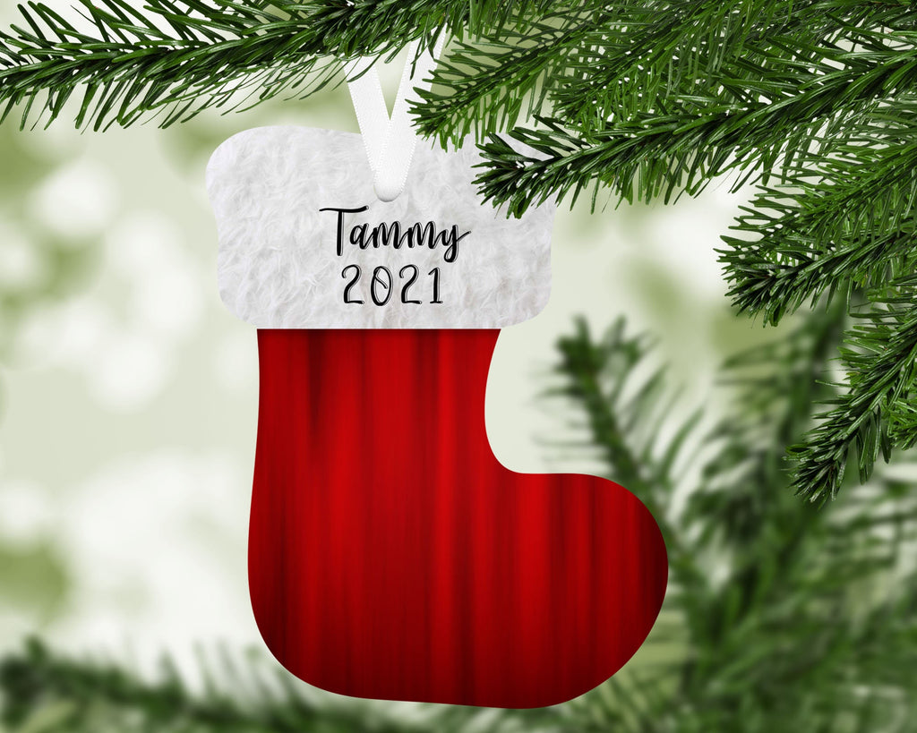 Personalized Christmas Ornament | Personalized Ornament | Gift Tag Ornament | Custom Ornament | Christmas Stocking | Red Stocking Ornament