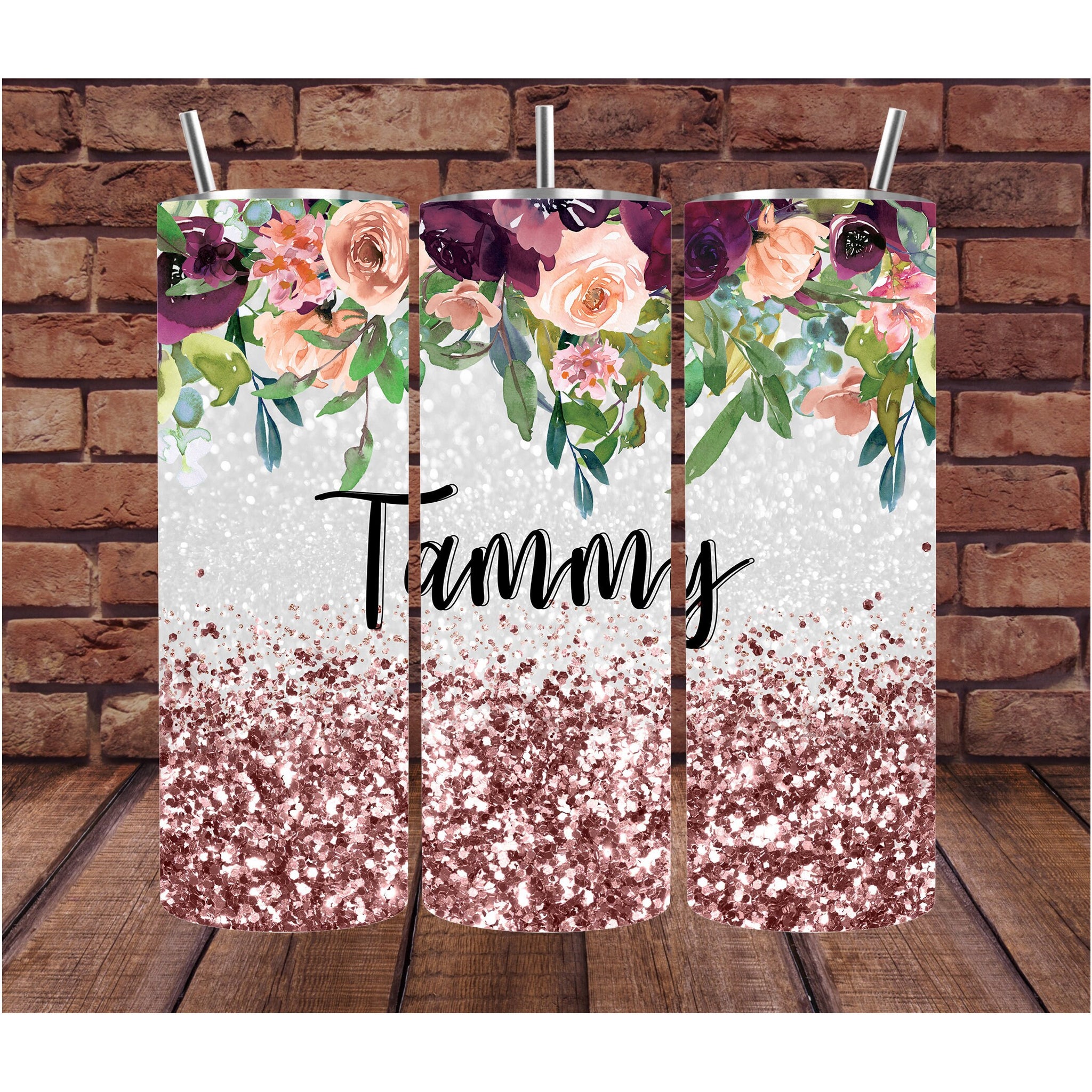 Personalized Birth Flower Tumbler, Stainless Steel 20oz Birth Flower Travel Mug