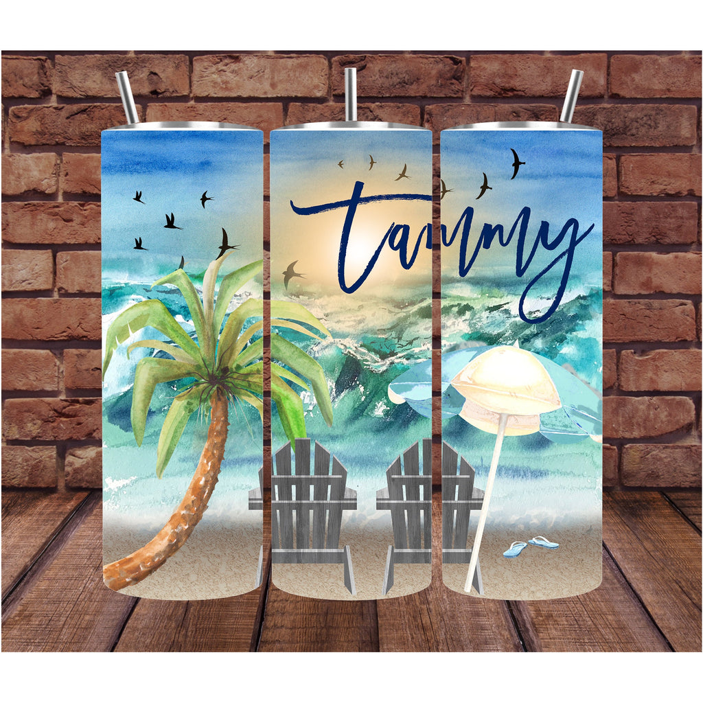 Personalized Cup | Beach Tumbler | Custom Tumbler | Gifts for Her | Drink Tumbler | Beach Tumbler with Name | 20oz Drink Tumbler | Metal Cup