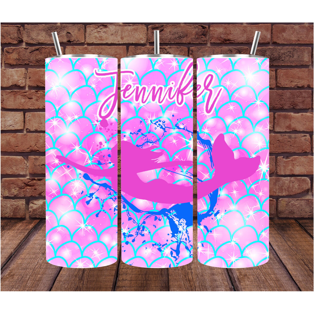 Personalized Drink Cup | Wine Tumbler | Custom Tumbler | Gifts for Her | Drink Tumbler | Mermaid Scales Tumbler | 20oz Drink Tumbler | Pink