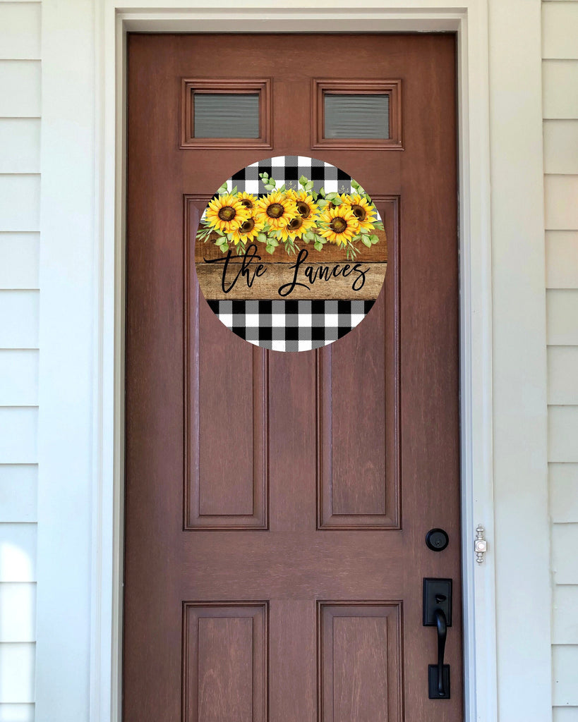 Personalized Door Sign | Sunflower Welcome Sign | Family Name Sign | Custom Door Hanger | Welcome Door Sign | Front Door Hanger | Custom