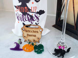 Halloween Wine Bag with Wine Charms | Halloween gift set for Hostess | Drink up Witches Wine Bag
