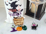 Halloween Wine Bag with Wine Charms | Halloween gift set for Hostess | Drink up Witches Wine Bag