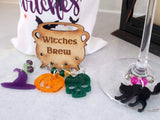 Halloween Wine Bag with Wine Charms | Halloween gift set for Hostess | Drink up Witches Wine Bag