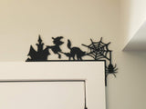 Halloween Door Window Trim Corner Sign | Witch Cat Haunted House Spider Decoration for Halloween | Unique Halloween Sign