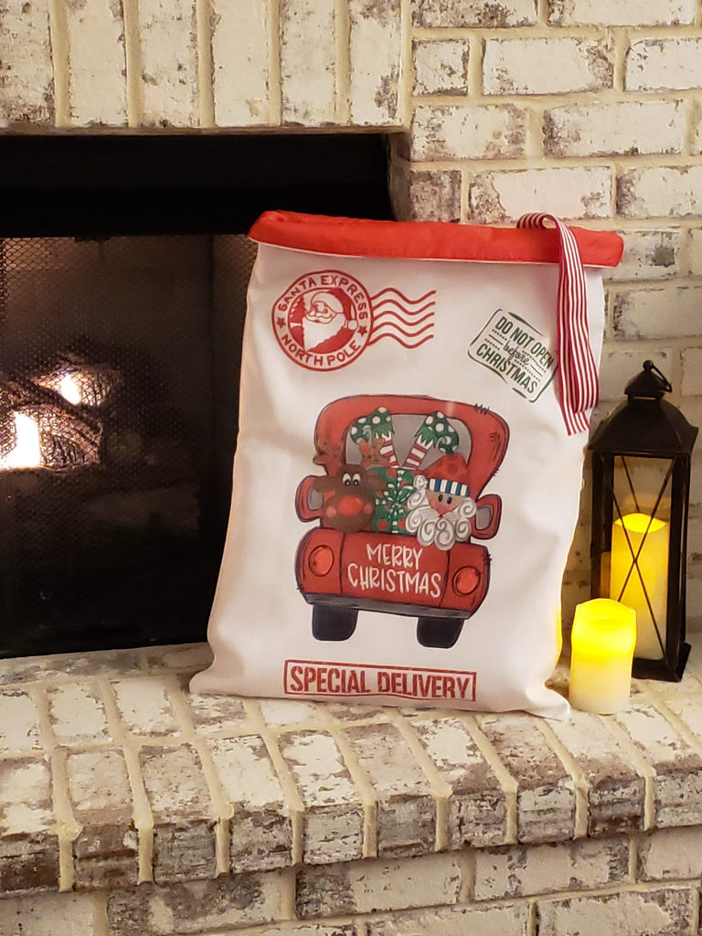 Santa Bag | Personalized Santa Sack | Gift Bag | Christmas Gift Bag | Sack for Gifts | Gift Sack | Personalized Christmas Sack | Santa Truck